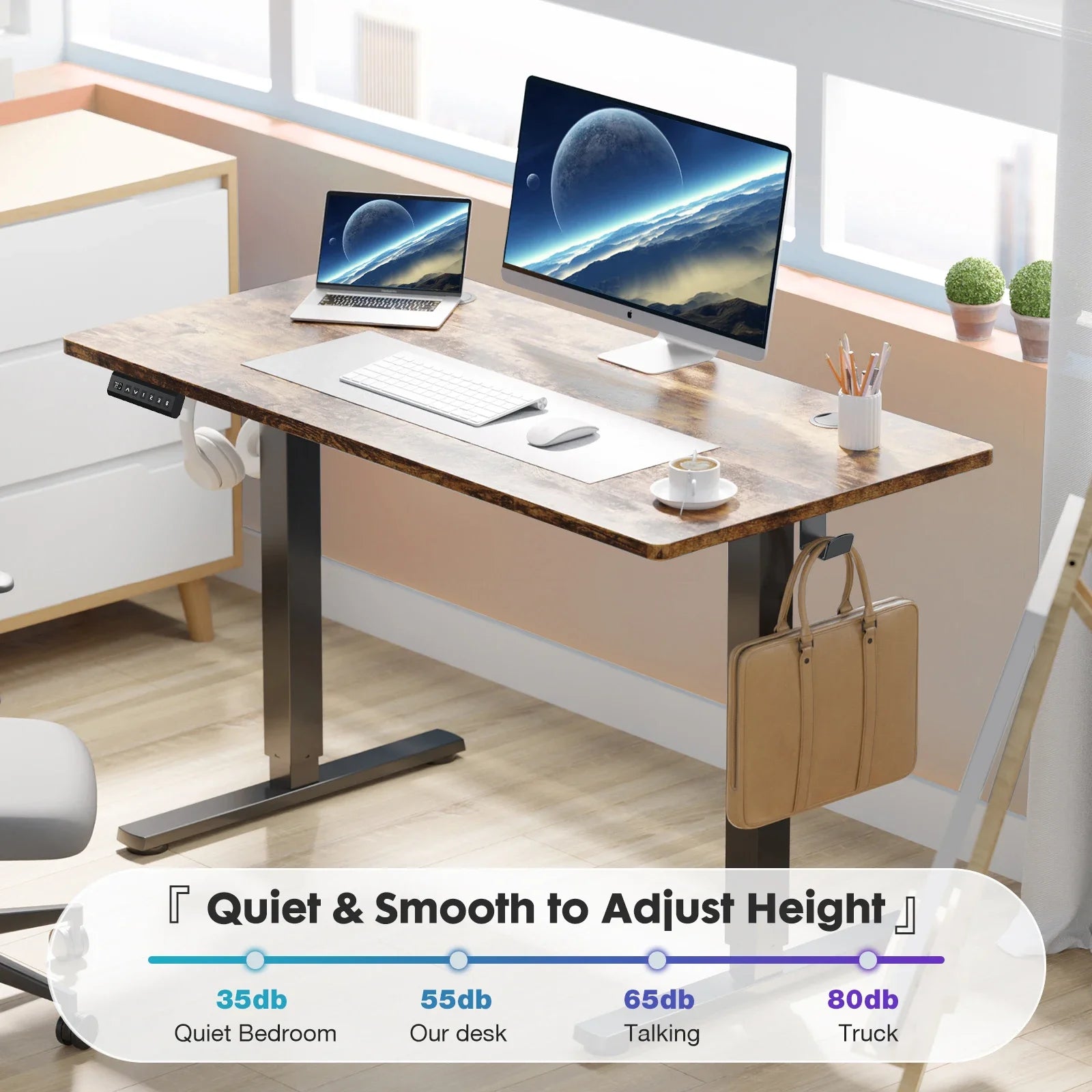 JHK Electric Stand Up Sit Stand Computer Workstation