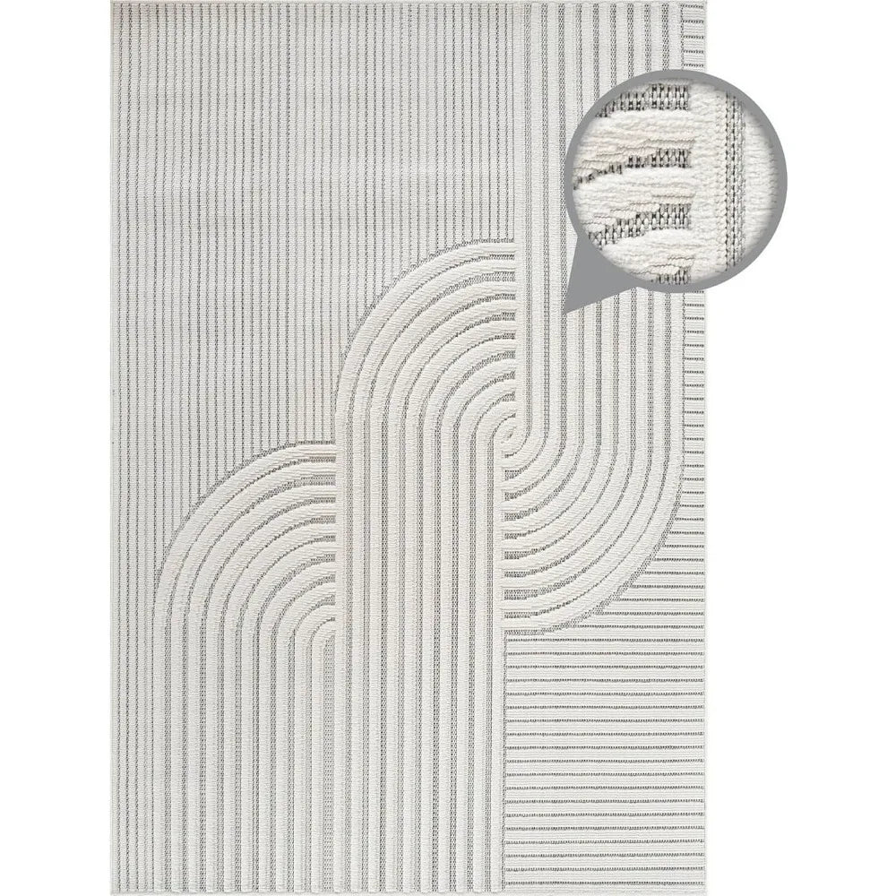 Modern Rug Luxury Swirl Curved Stain Resistant