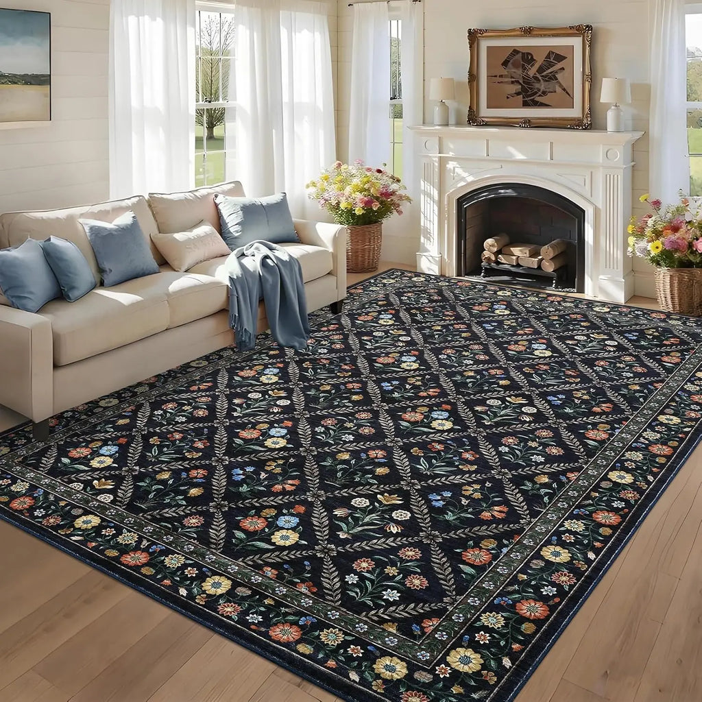 Washable Area Rugs Soft Low-Pile Non-Slip Carpet