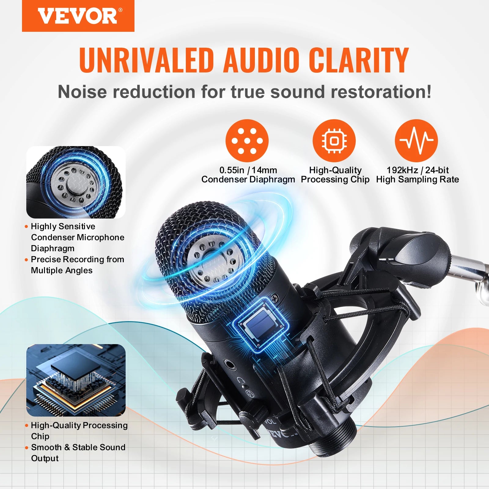 VEVOR USB Microphone 192kHz/24-bit Professional