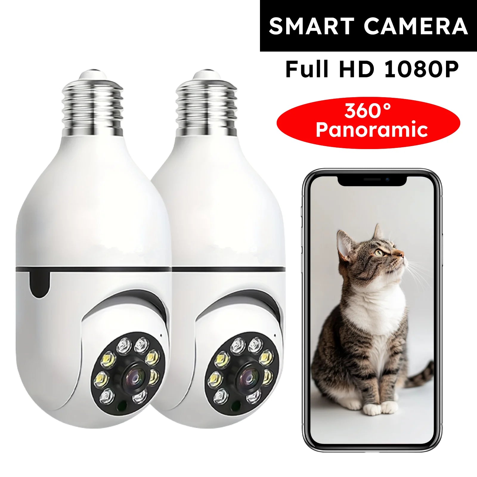 2PC Ease Life APP-Light Bulb Security Camera Light Socket Screw In