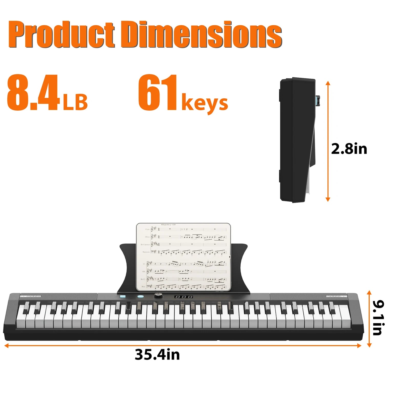 61 Key Keyboard with Stand, Piano Bench + More