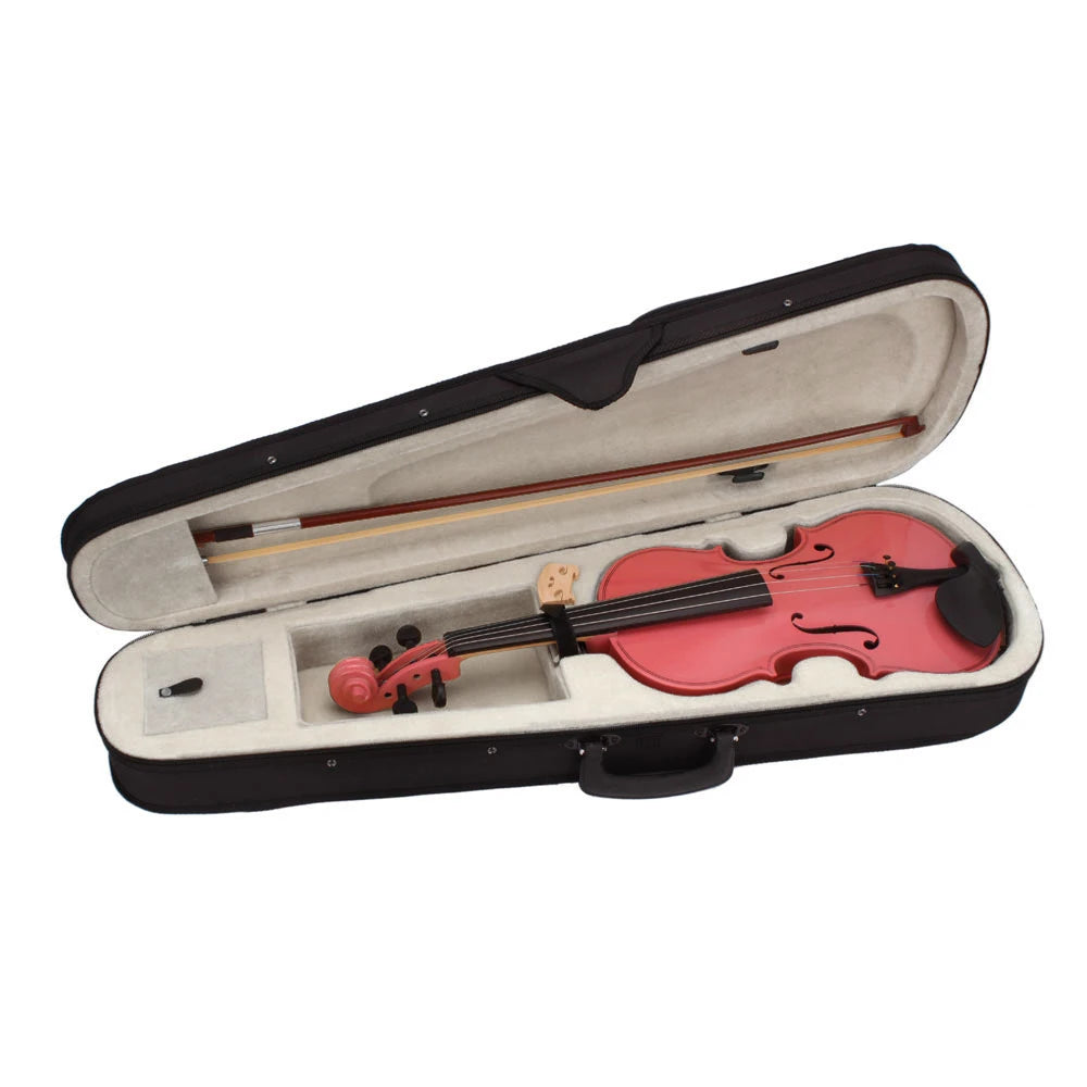 New 1/4 Acoustic Violin Case Bow Rosin Pink