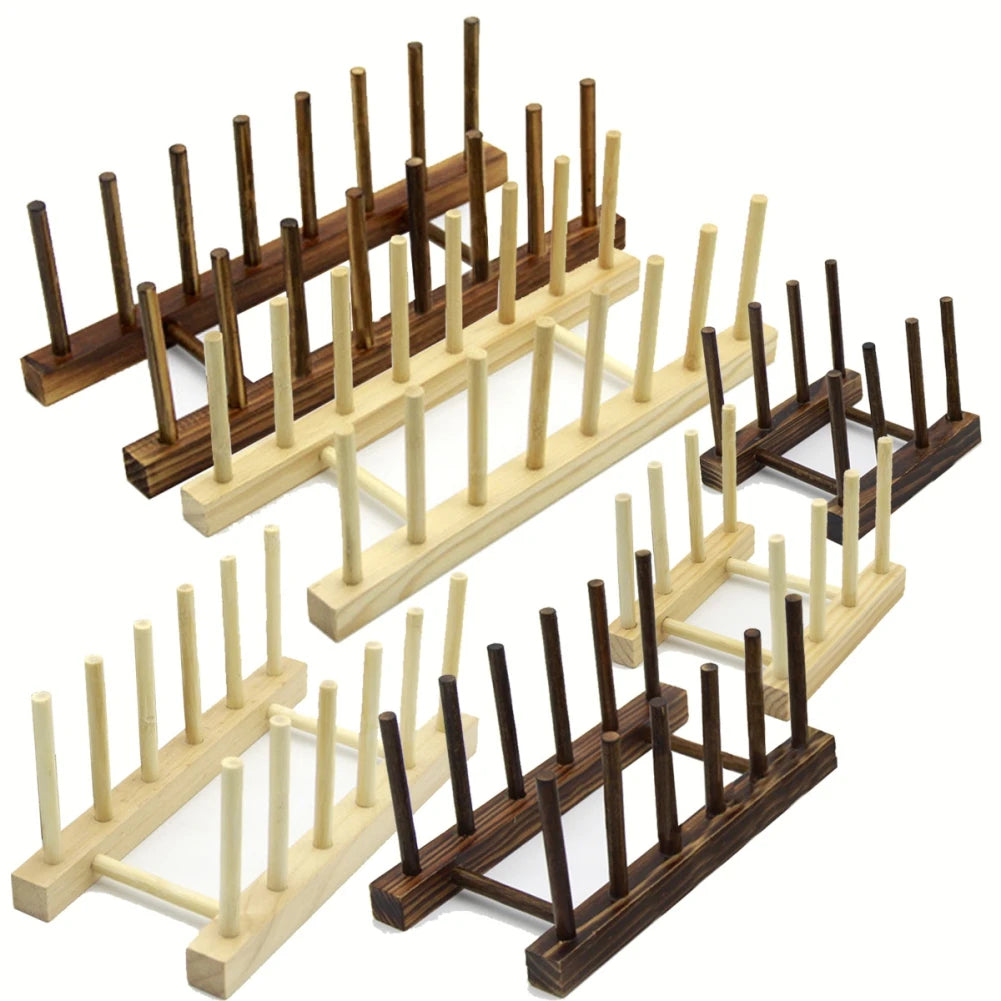 Wooden Kitchen Dish Drain Rack Storage Organizer