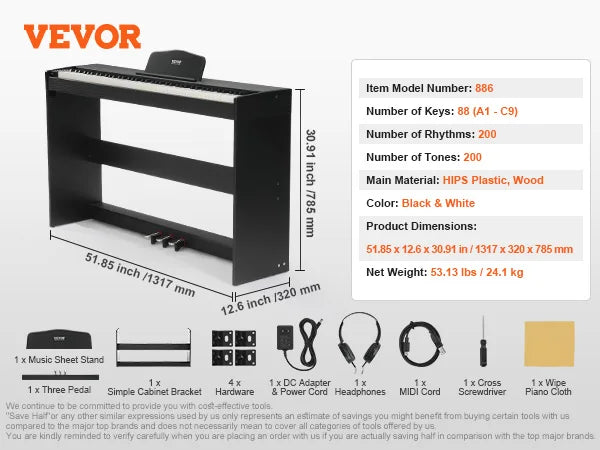 SucceBuy 88 Key Fully Weighted Keys Electric Piano