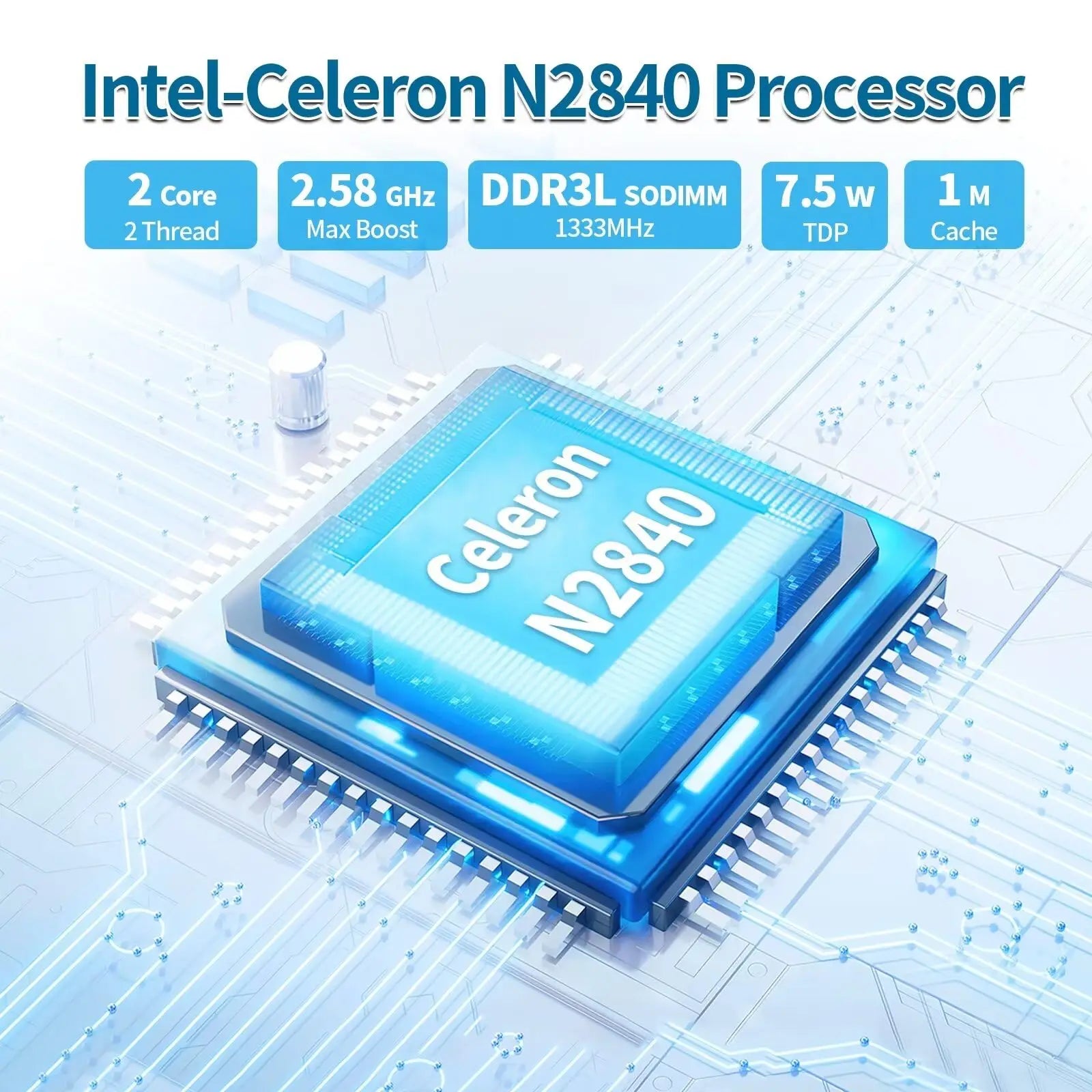 CWWK Fanless Mini PC Celeron N2840 w/8GB RAM64GB SSD