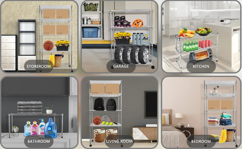 750Lb Capacity, Steel Organizer Wire Rack, Plug Version