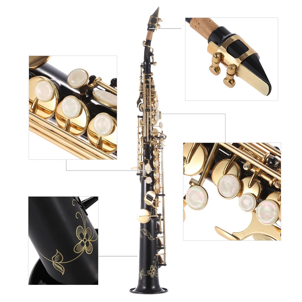 Brass Straight Soprano Saxophone Bb B Flat