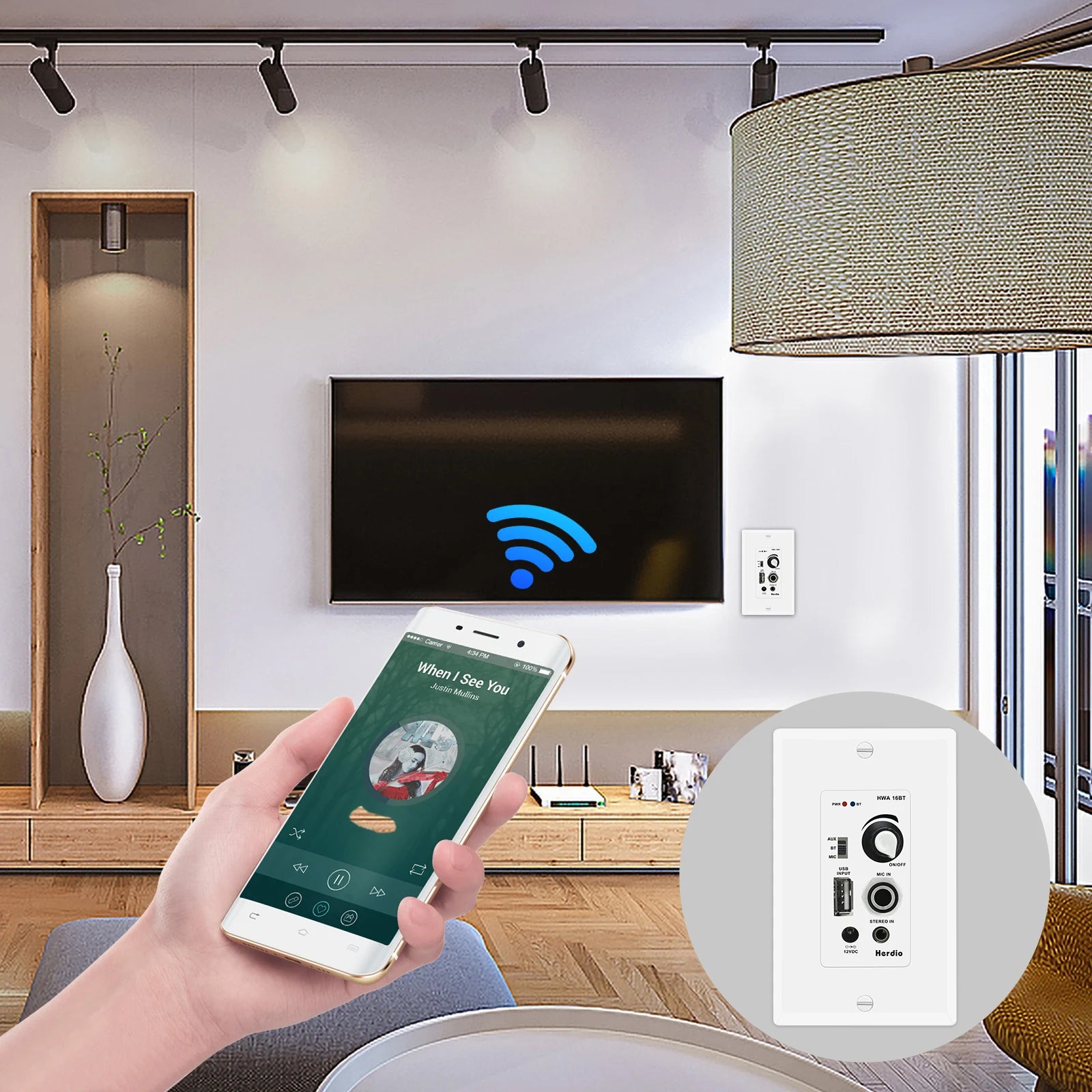 Bluetooth In Wall Receiver Aduio Amplifier Plate