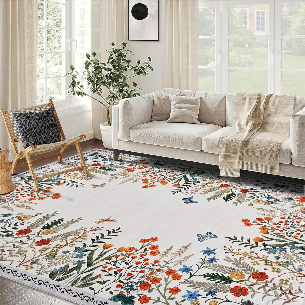 Washable Area Rugs Non-Slip Floral for any Room