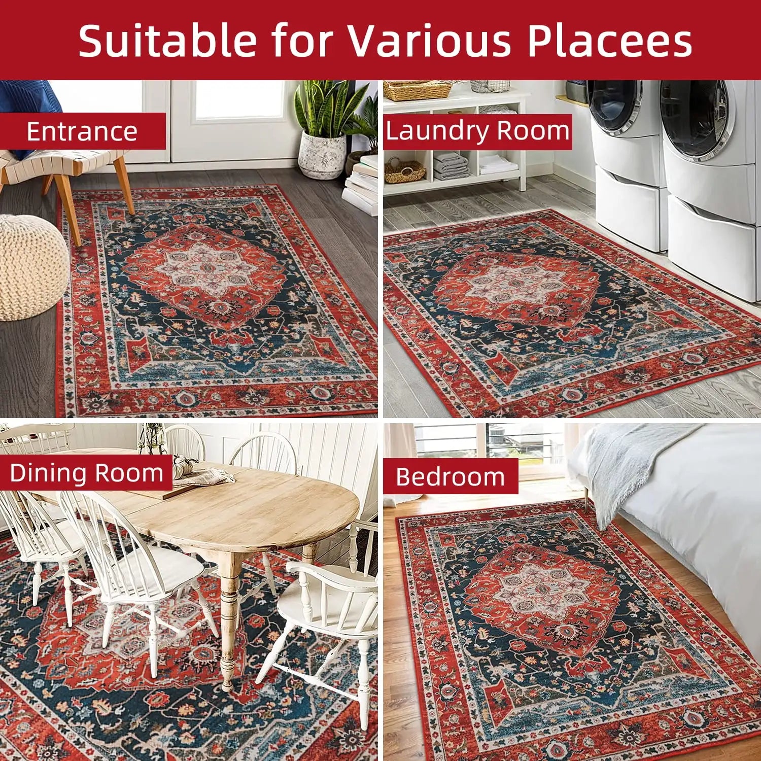 Vintage Bohemian Area Rug for Living Room Carpet