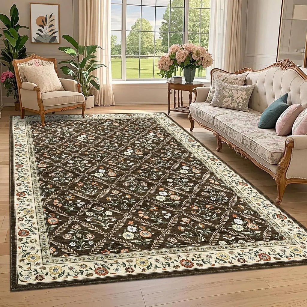 Washable Area Rugs Soft Low-Pile Non-Slip Carpet