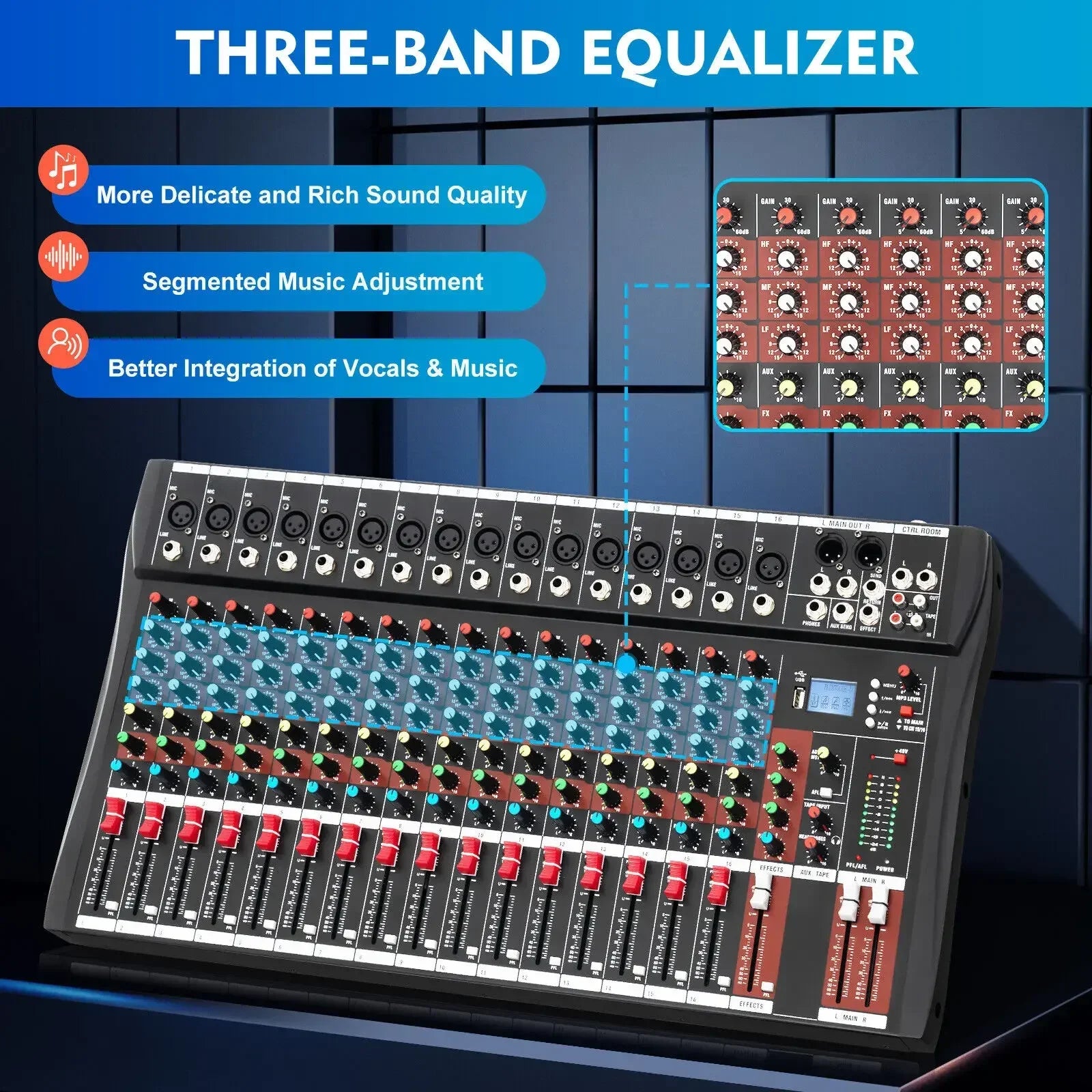 16 Channel Mixing Console USB Bluetooth Live Studio