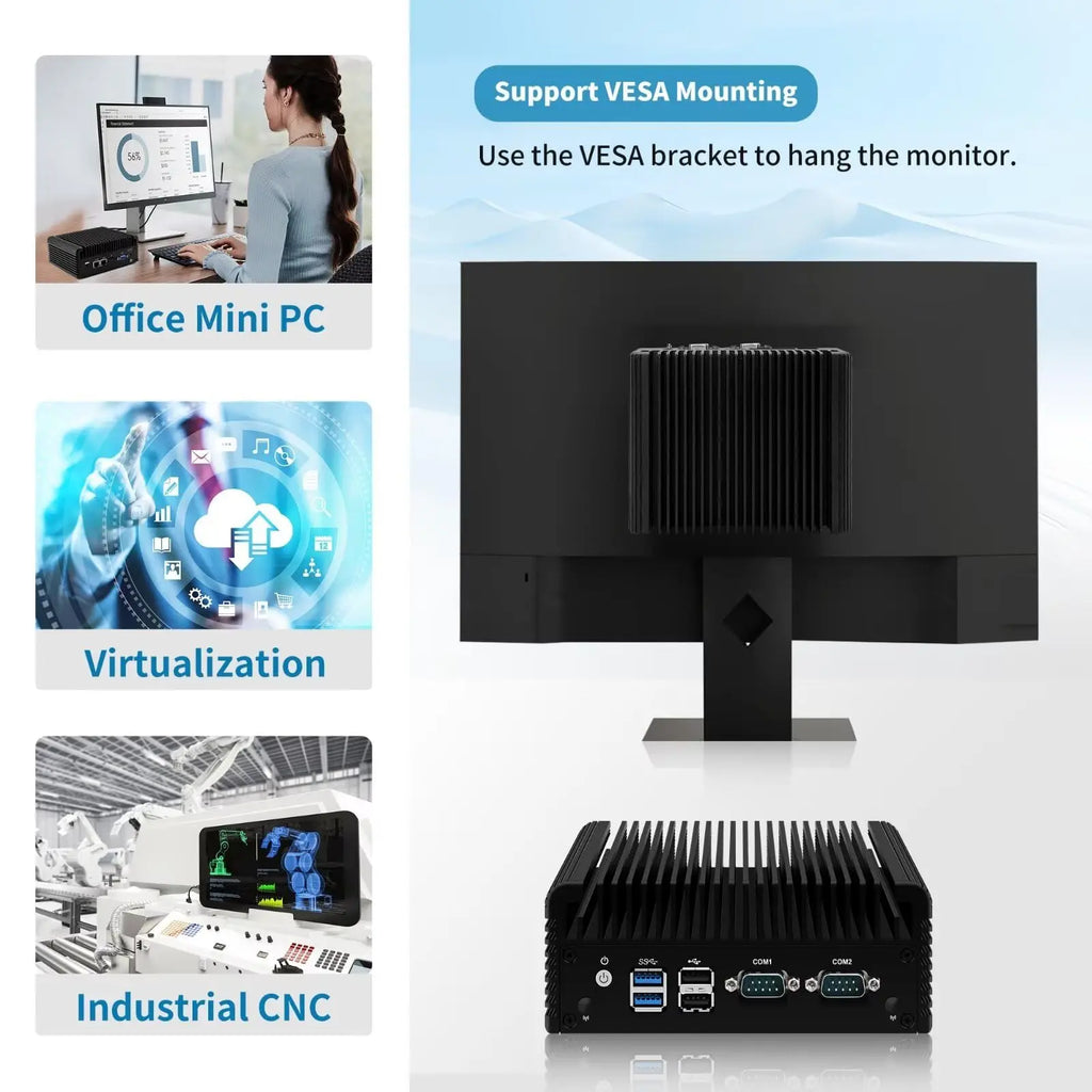 CWWK Fanless Mini PC Celeron N2840 w/8GB RAM64GB SSD