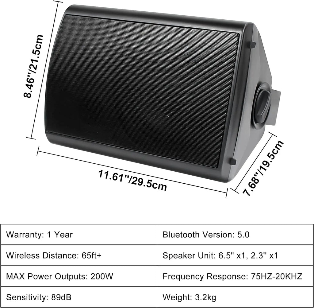 Herdio 4PCS 6.5‘’ 800W Outdoor Bluetooth Speakers Waterproof