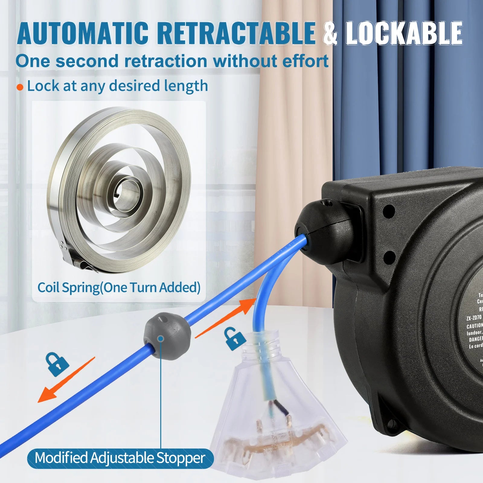 SucceBuy Retractable Extension Cord Reel 4ft