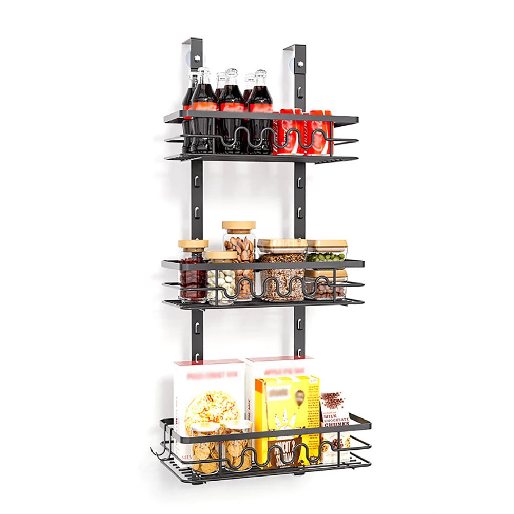 Metal Hanging Spice Rack, Multi-Tier Over the Door Organizer