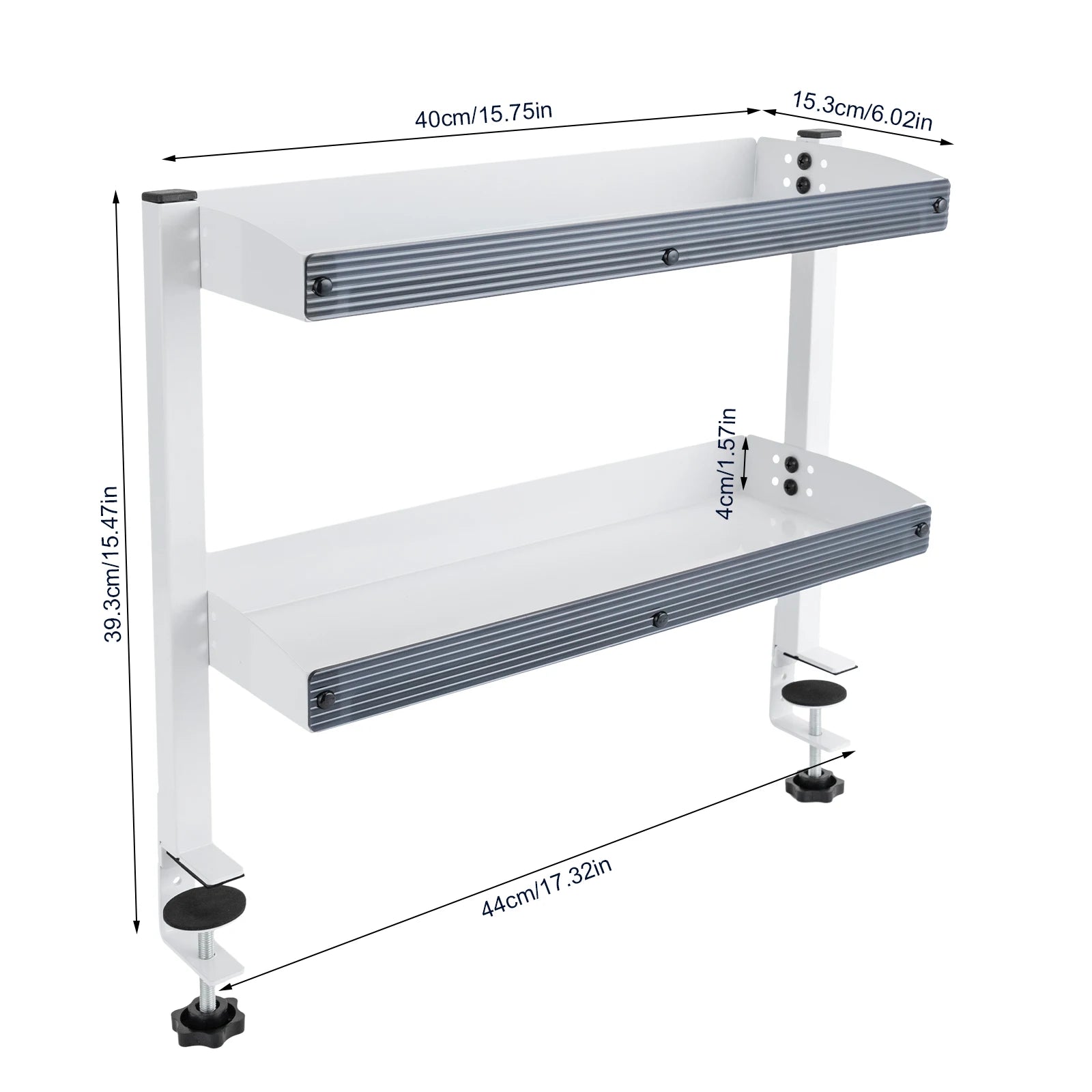 Black/White 2-Tier Shelving with Adjustable Storage Tray