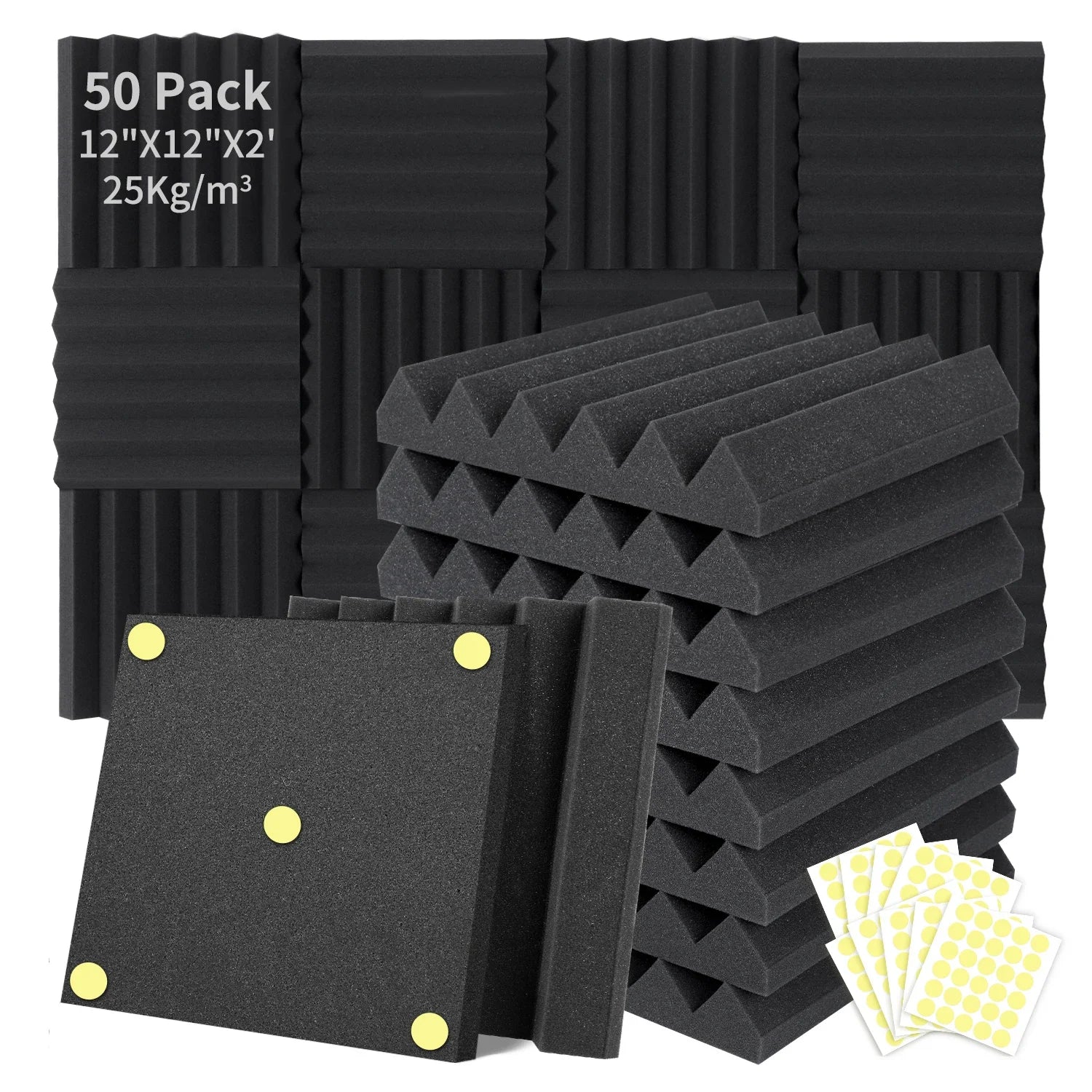 Acoustic Foam 50 Pack Soundproofing Sponge Fireproof