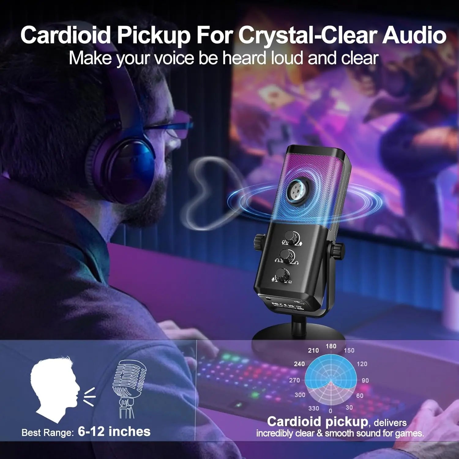 RGB Balance & Noise Cancellation, Studio USB Computer Condenser Mic