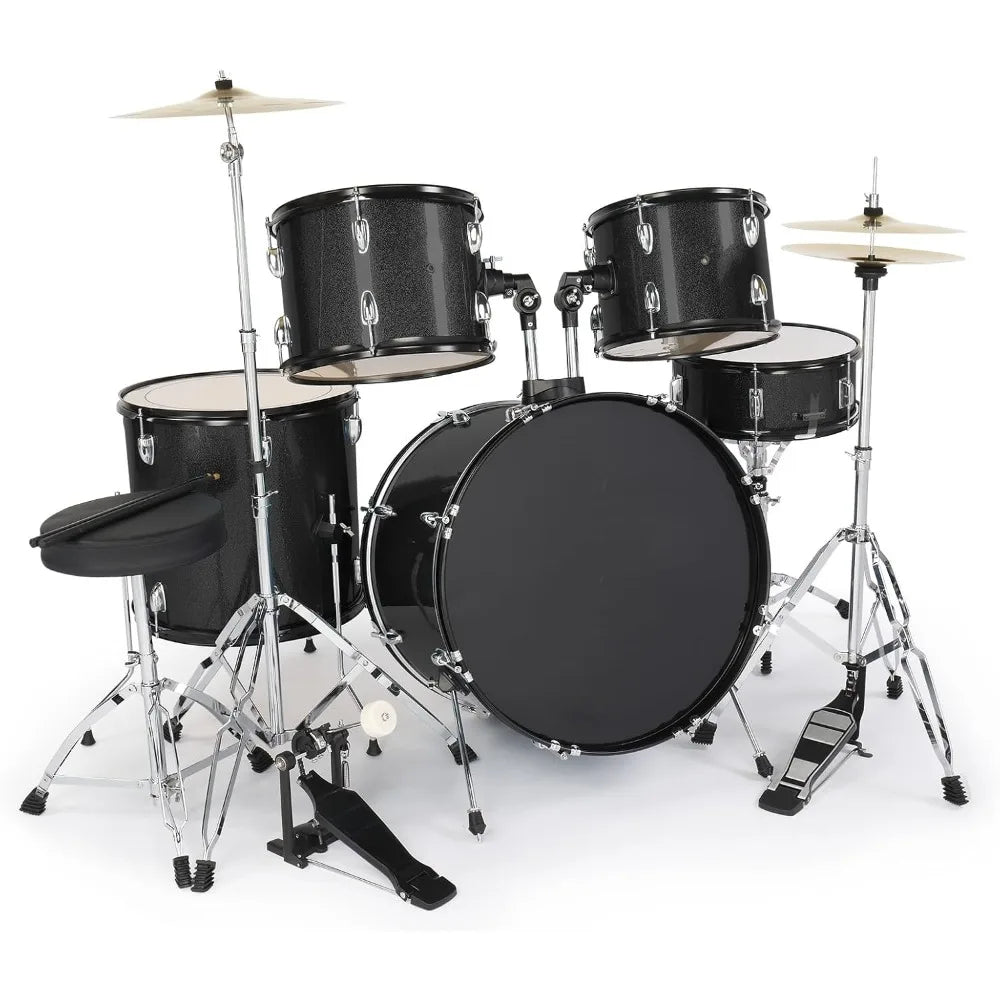 5-Piece Full-Size Drums Kit with Cymbal Stands