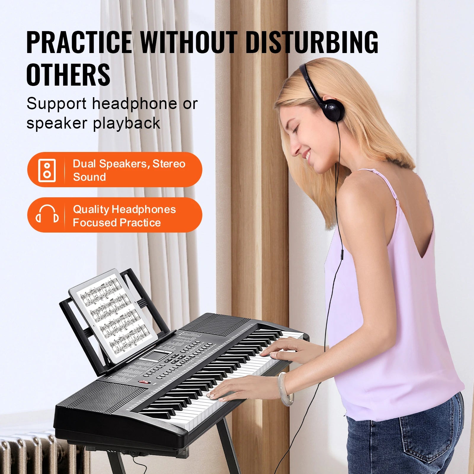 SucceBuy 61 Key Digital Piano Electric Portable Keyboard
