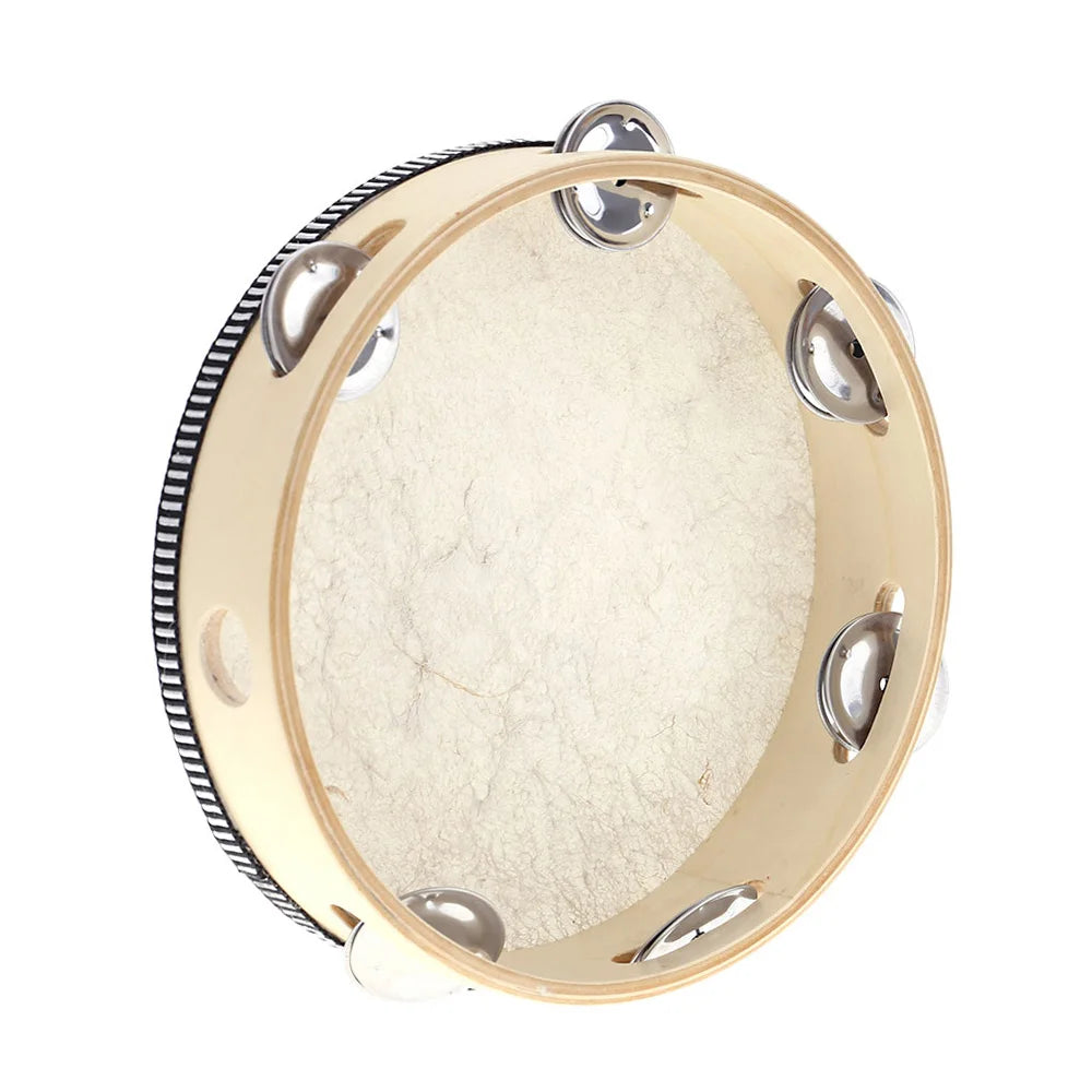 8 Inch Handheld Tambourine with Metal Jingles