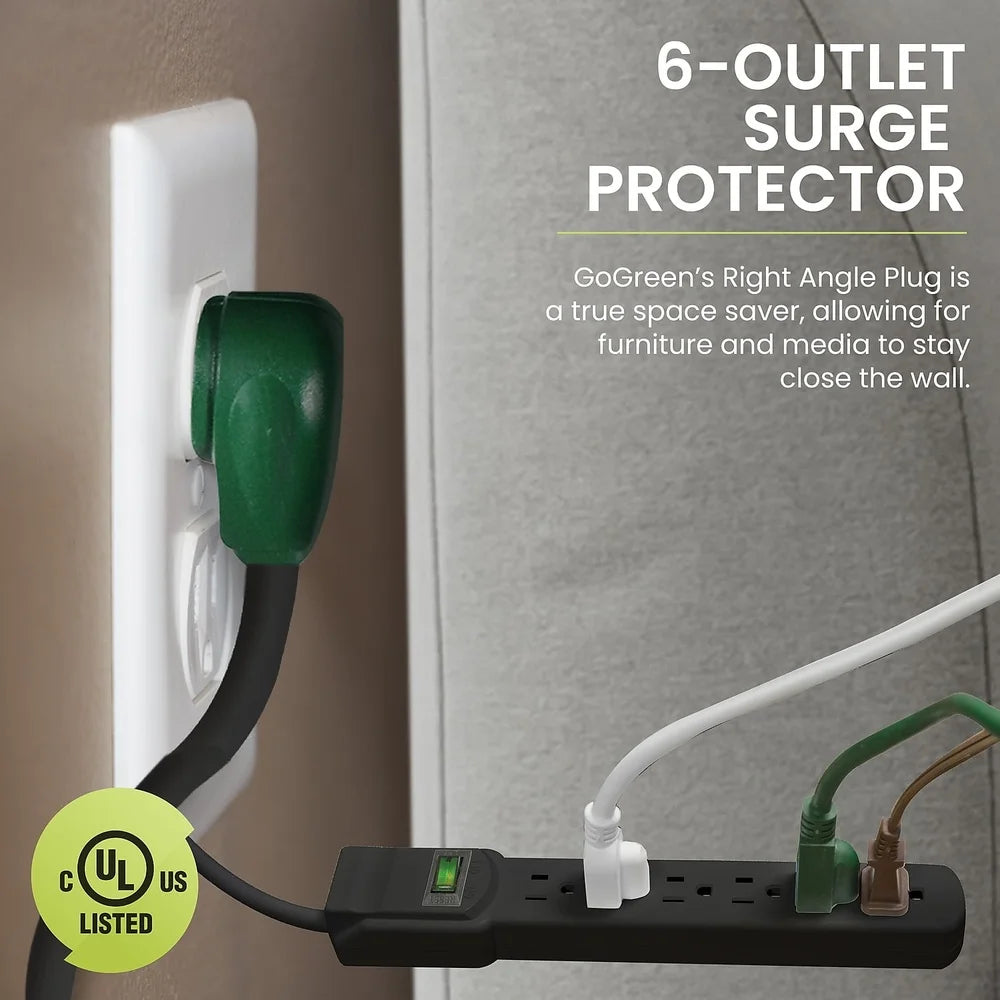 6 Outlet Surge Protector with 2.5ft Cord 15 Amp