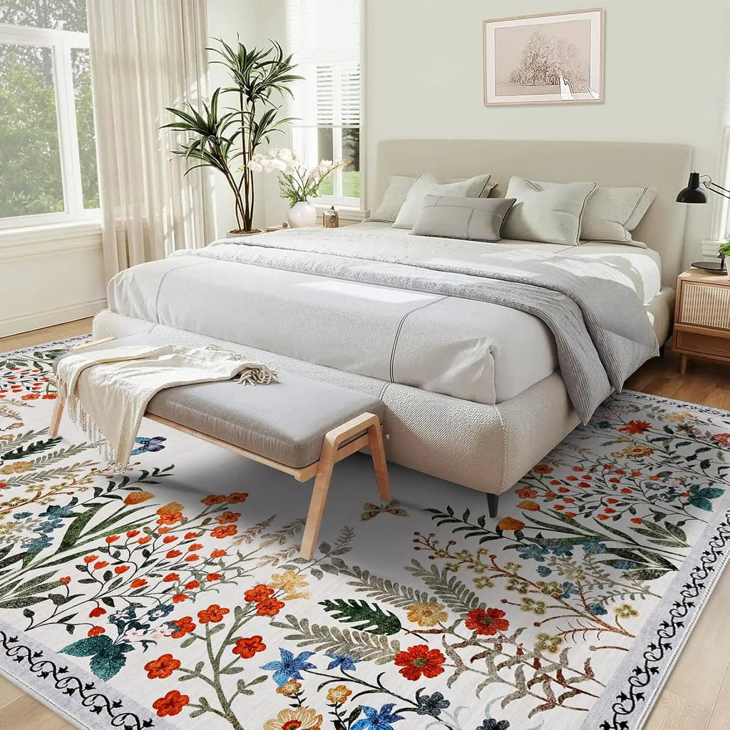 Washable Area Rugs Non-Slip Floral for any Room
