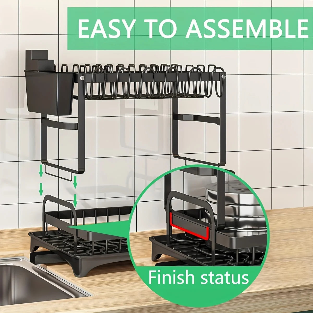 Drying Rack with Drainboard, Carbon Steel Kitchen