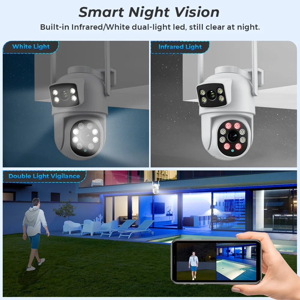 4K 8MP Wifi Camera PTZ Outdoor Human Detection Dual Lenses