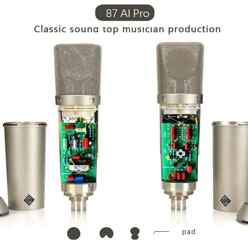 87aiProfessional Microphone for Recording Studio, Audio Interface Equipment, Sound Cardcondenser U87Ai Mic