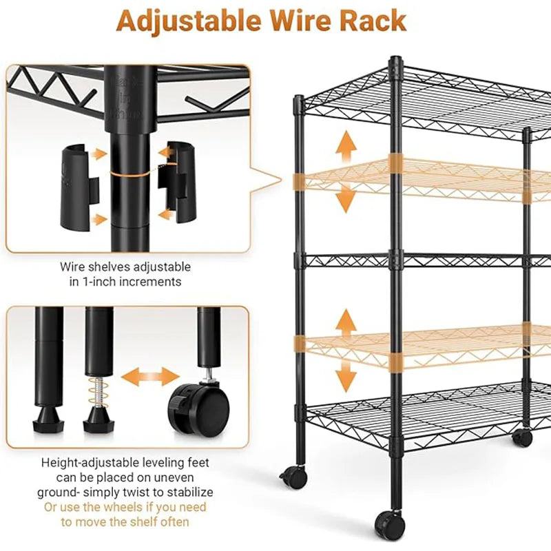 750Lb Capacity, Steel Organizer Wire Rack, Plug Version