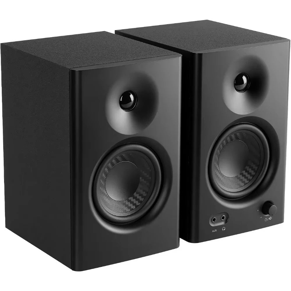 New upgrade MR4 Powered Studio Monitor Speakers, 4" Active Near-Field Reference Speaker - Black (Pair)