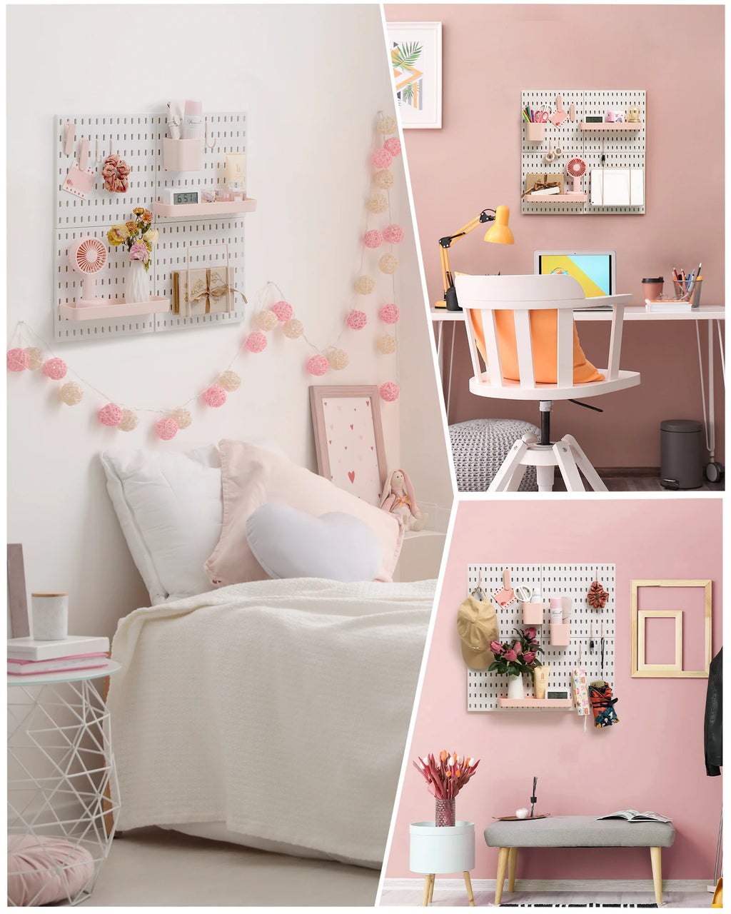 Pink 4pcs Pegboard Combination Kits, Easy Storge