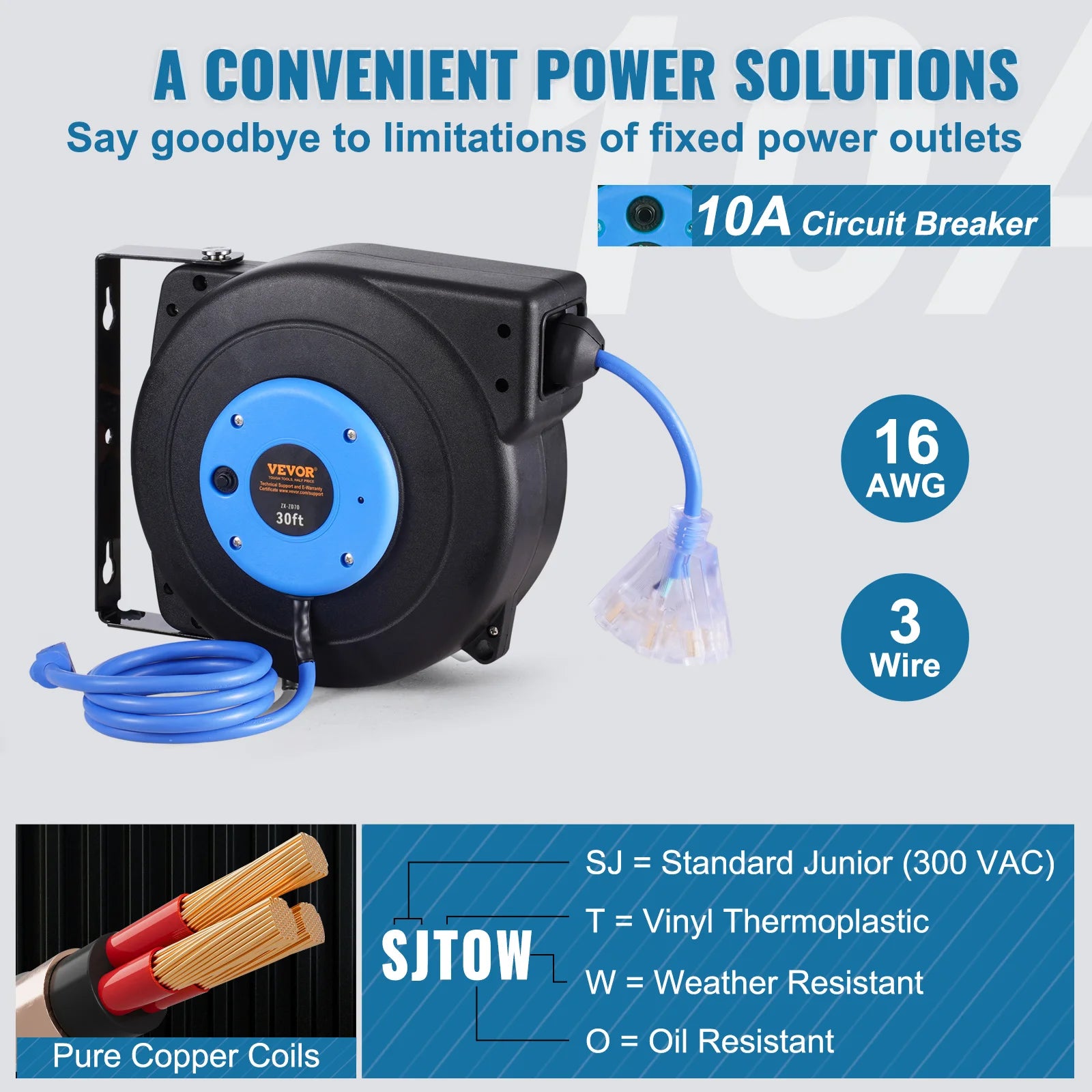 SucceBuy Retractable Extension Cord Reel 4ft