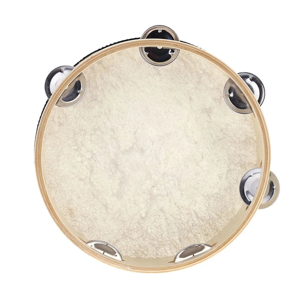 8 Inch Handheld Tambourine with Metal Jingles