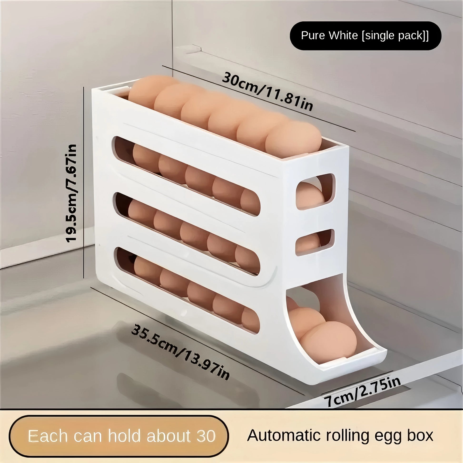 Automatic Egg Rolling Rack, 30 Storage Distributor