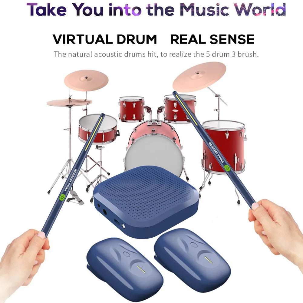 Electronic Virtual Air Drum Drumsticks Pedals Portable