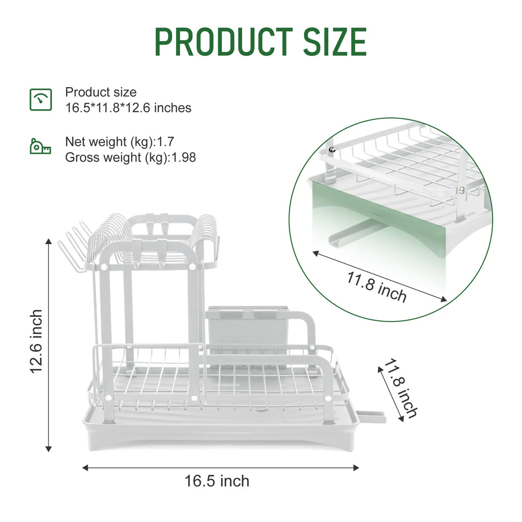 2-Tier Dish Drying Rack Large Rust-Proof H-Shaped