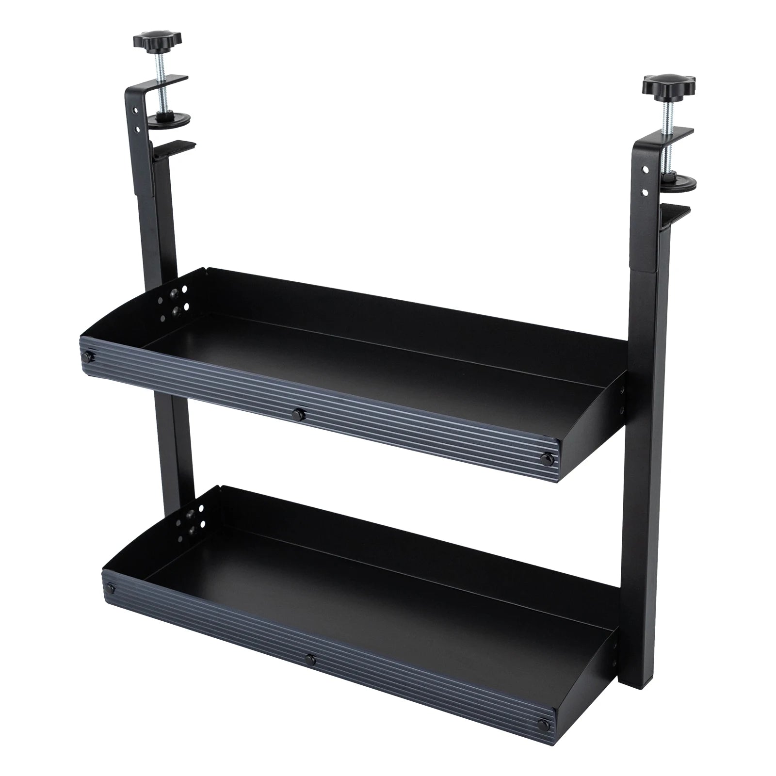Clamp-on Under Table Corner Shelves Organizer Black