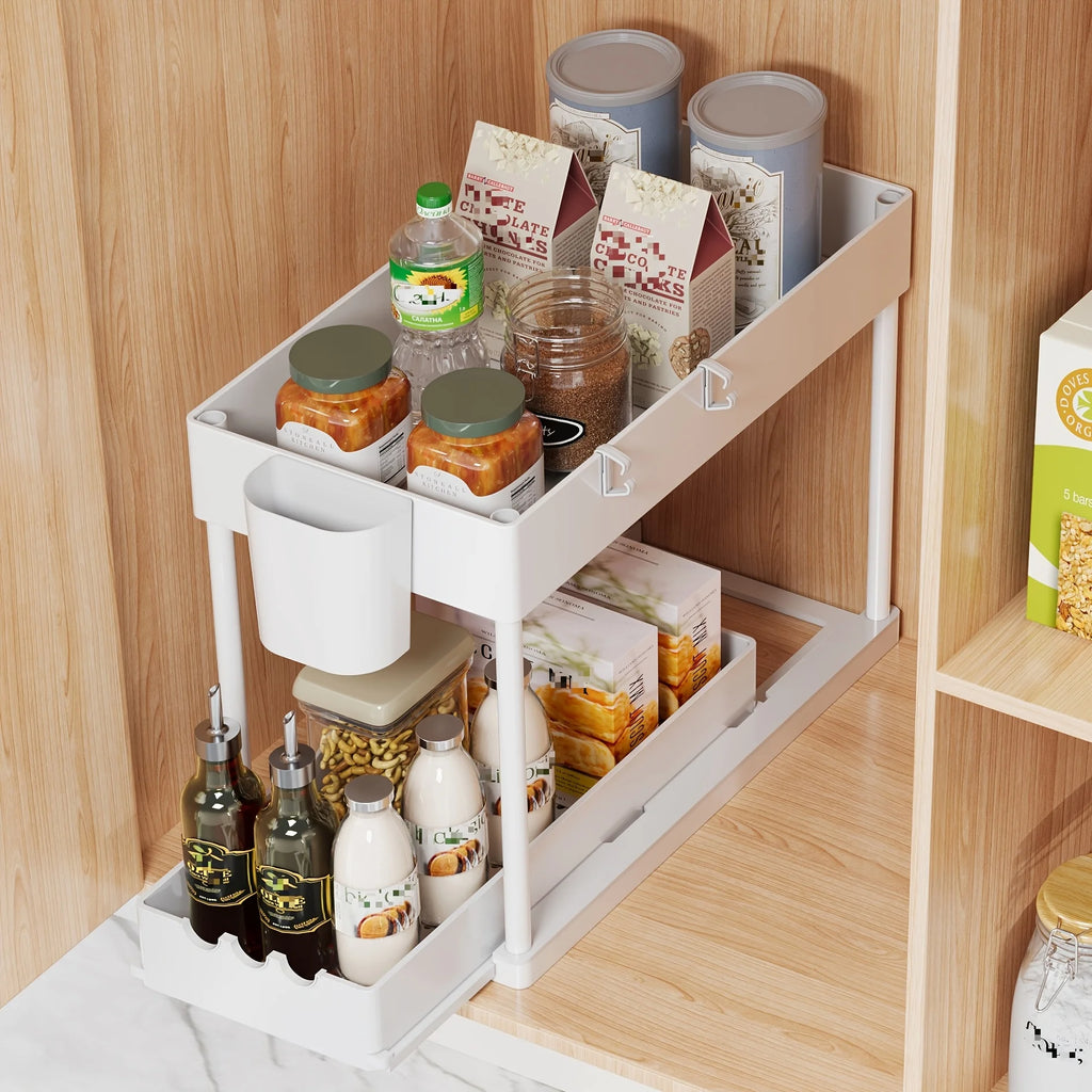 2Pcs 2-Tier Pull-Out Under Sink Rack