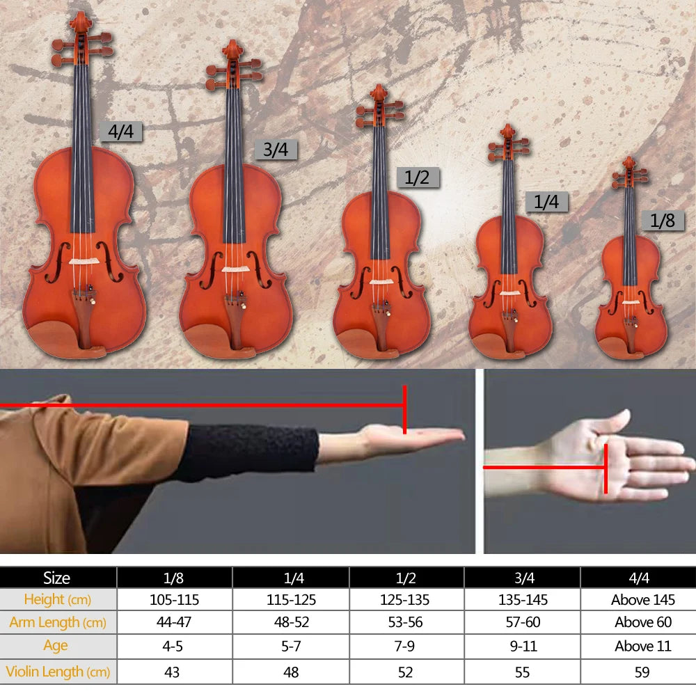 4/4 Acoustic Matt Violin Case Bow Rosin Strings