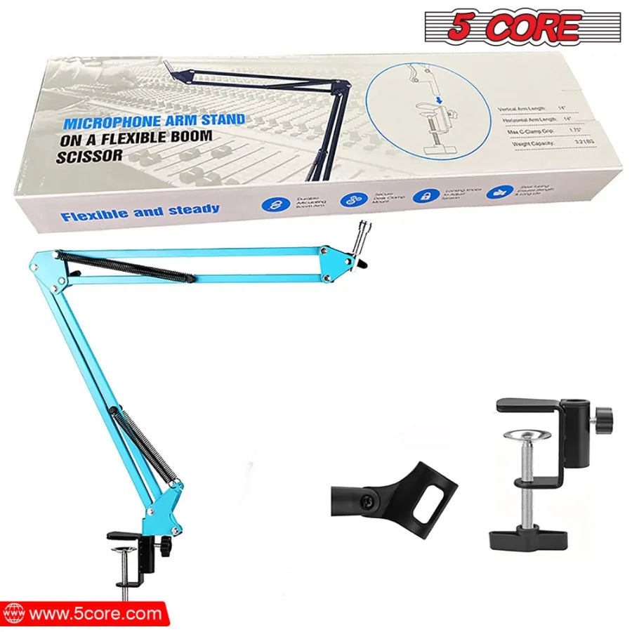 5 Core Mic Arm Adjustable Boom Microphone Stand Desk Mount