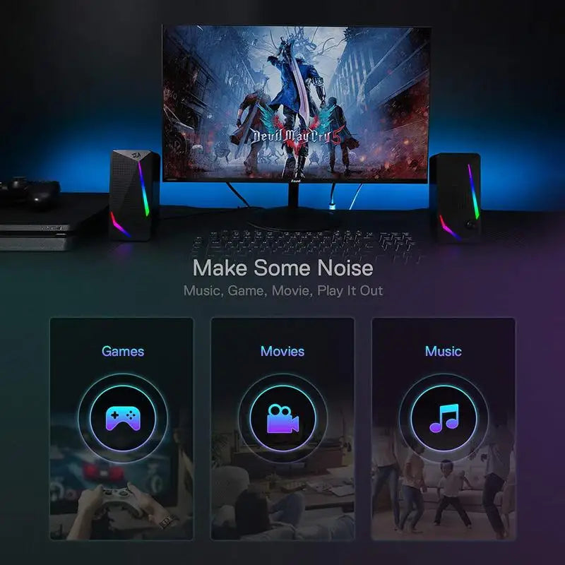 Redragon GS510 Waltz RGB Desktop Speakers, Enhanced