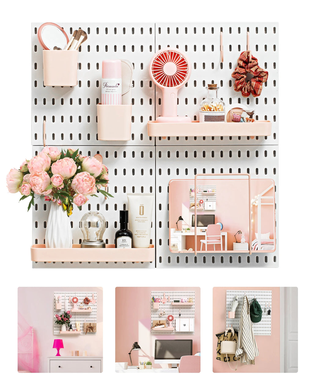 Pink 4pcs Pegboard Combination Kits, Easy Storge