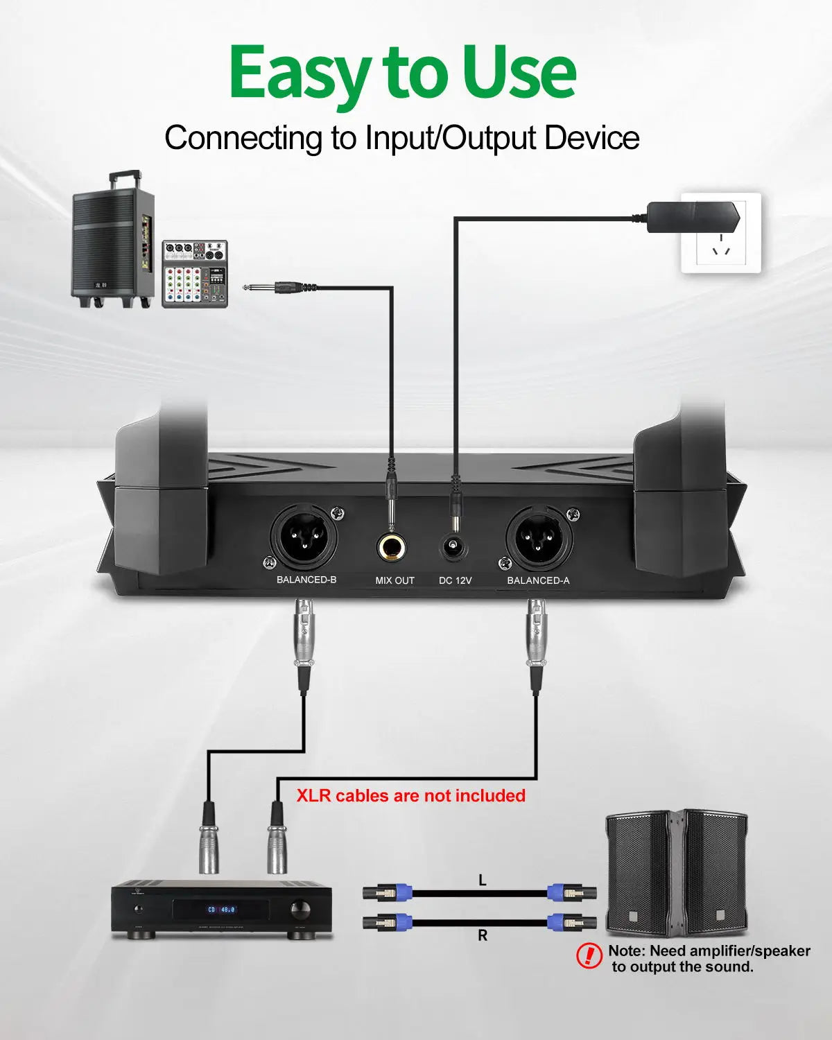 Aveek Wireless Microphone System,Dual UHF ,200ft Range