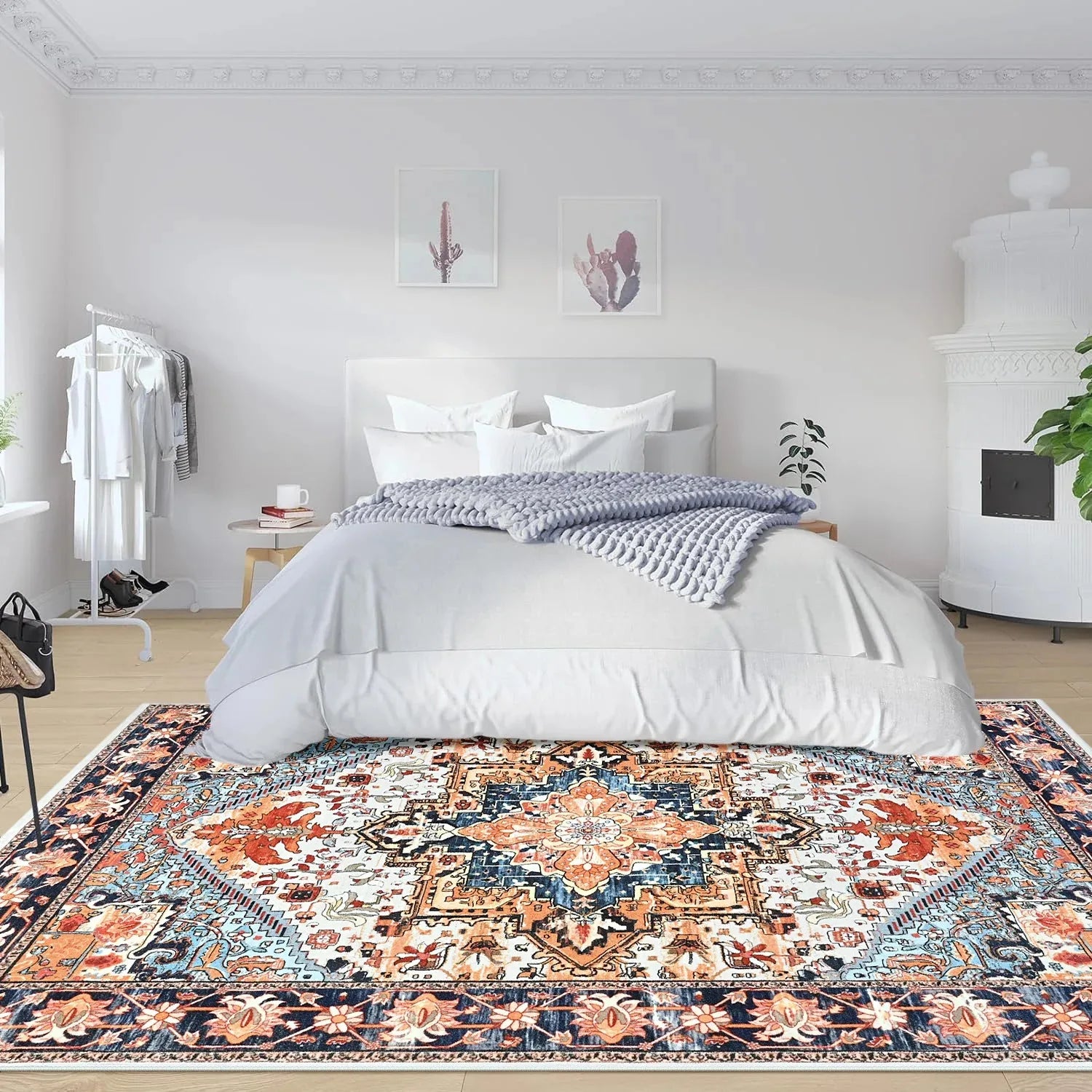 Faux Cashmere Vintage Floral Soft Area Rug