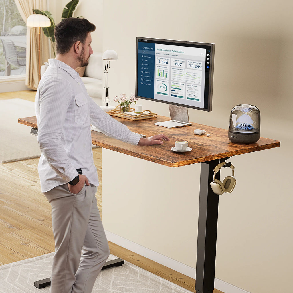 JHK Electric Stand Up Sit Stand Computer Workstation