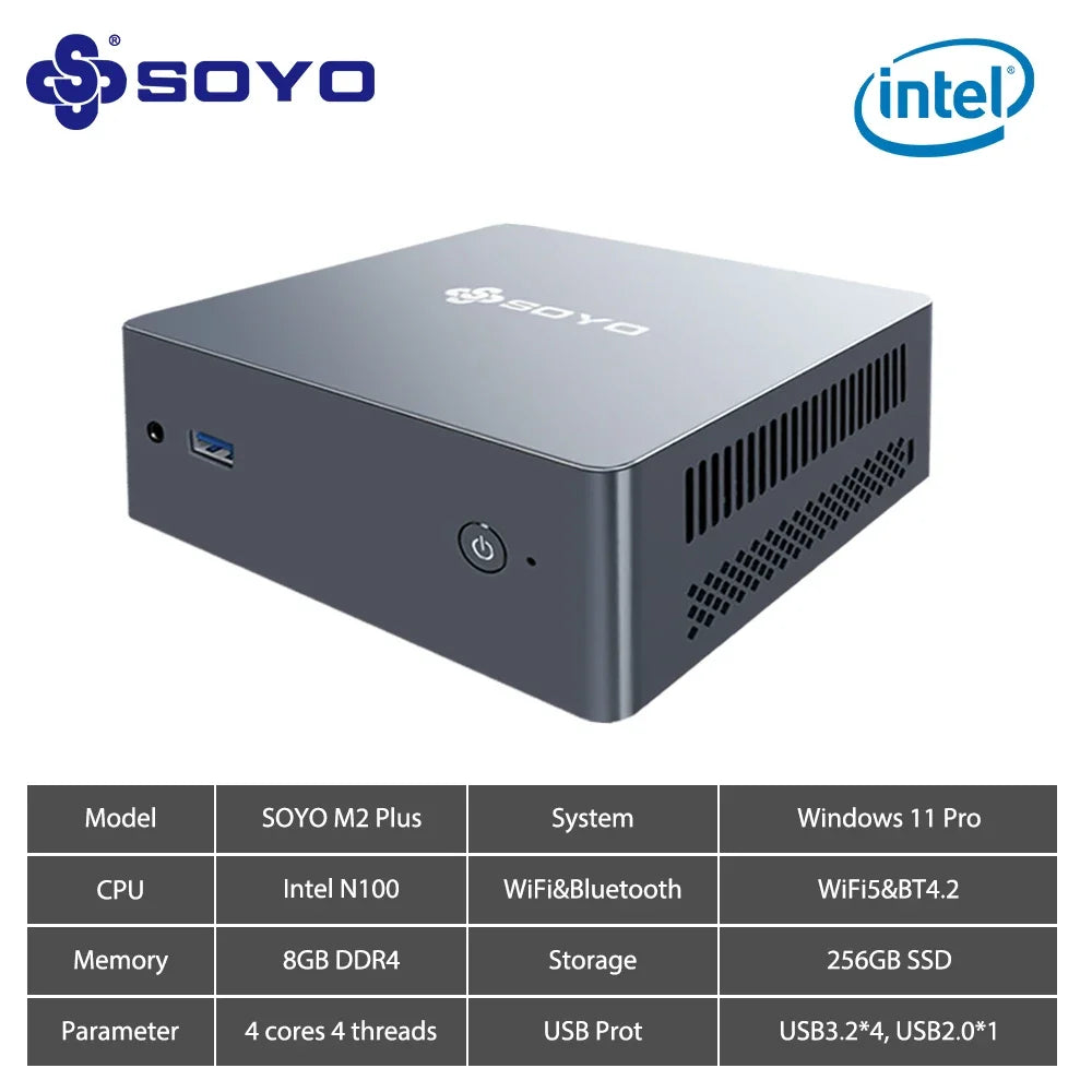 SOYO M2 Plus Mini PC Intel Alder Lake N100 Windows11 Pro 8